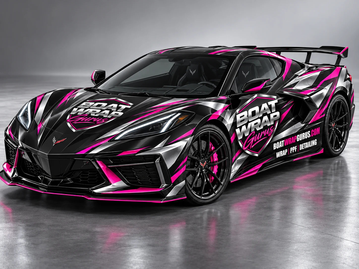 Boat Wrap Gurus Corvette wrap mockup