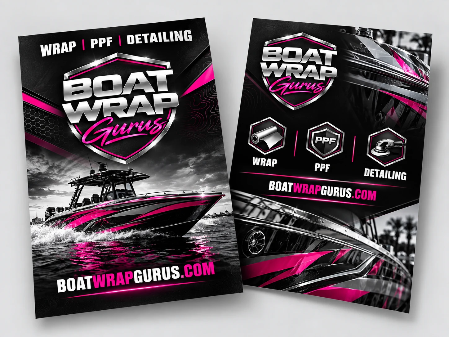 Boat Wrap Gurus 4 by 6 flyer mockup